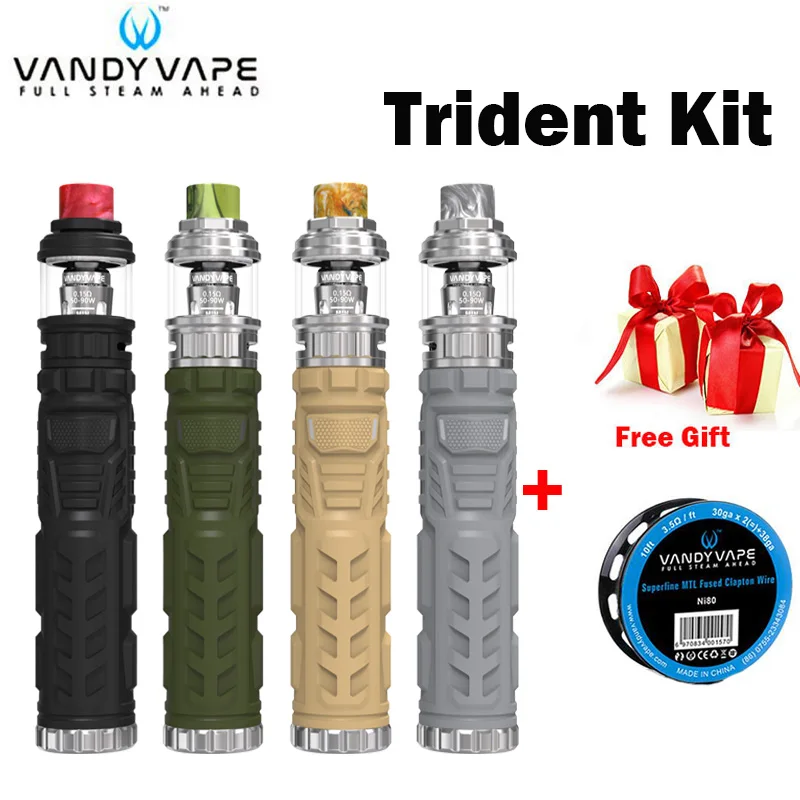 Набор VANDY VAPE Trident питается от аккумулятора 18650 с баком Sub Ohm в сетчатой катушке 0 15