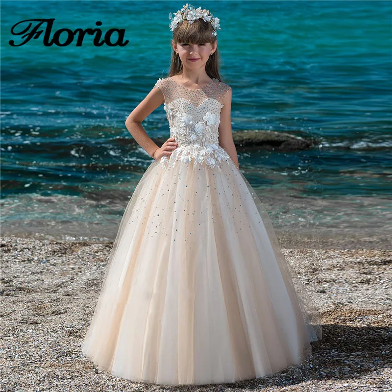 2018 кружевное платье с бисером для первого причастия девочек Vestido de longo цвета