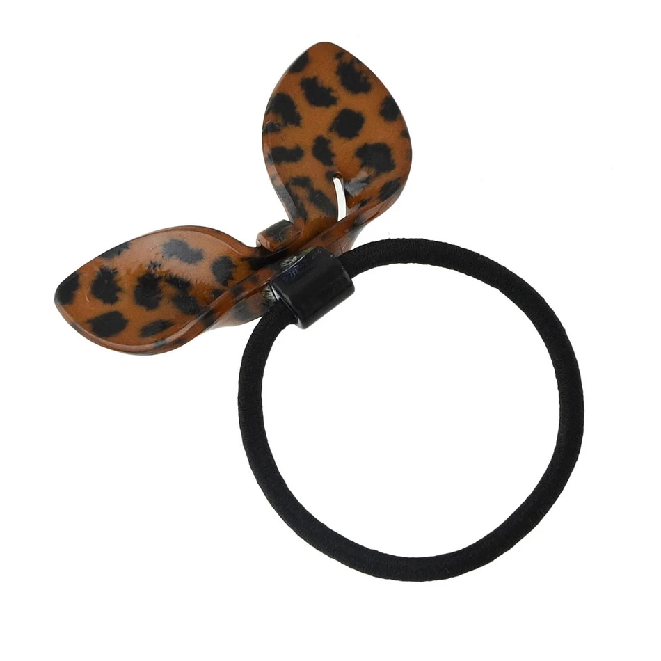 Fashion Plaits Hair Accessories Black Elastic Rope Bands Resin Leopard Flag Bowknot Decoration Headwear Women | Украшения и