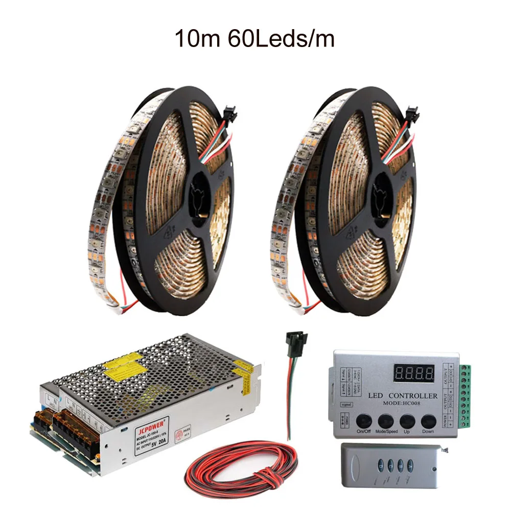WS2812B WS2812 RGB светодиодный светильник HC008 Программируемый RGB светодиодный контроллер пикселей 133 режимов эффектов DC5V светодиодный трансформатор комплект - Испускаемый цвет: Цвет: желтый
