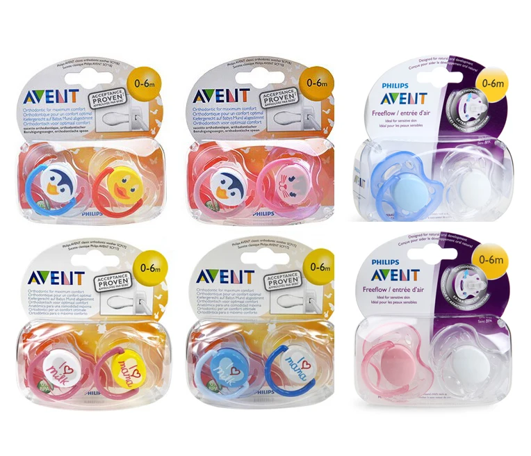 Avent пустышки без BPA Avent Ортодонтическая пустышка Avent Freeflow Силиконовые Пустышки 0-6 месяцев 2/упаковка