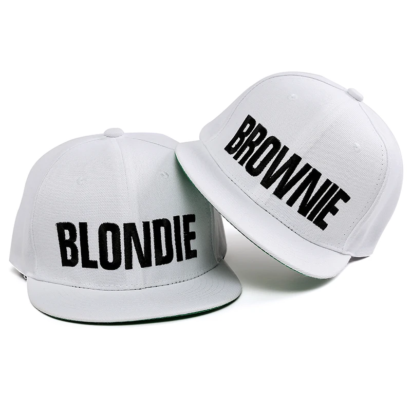 Женские бейсболки с вышивкой BLONDIE & BROWNIE белые плоским краем для девушек 2020|women