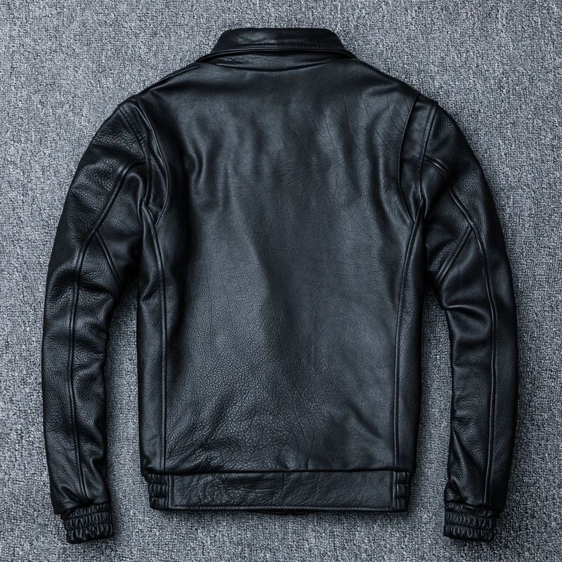 Мужская куртка размера плюс 4xl из натуральной коровьей кожи A2 куртка пилота для мужчин черная короткая Весенняя осенняя куртка A080