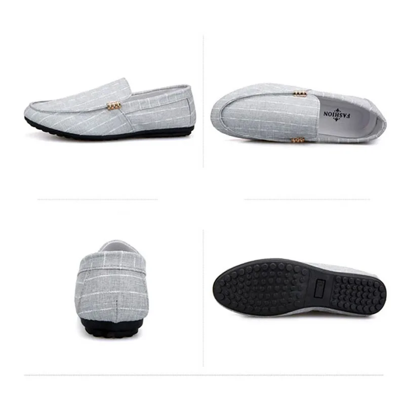 Casual Shoes Canvas Slip-on Rubber Breathable Soft Summer Sneakers Checkered Comfortable Fashion Autumn Flats Loafers For Men | Обувь