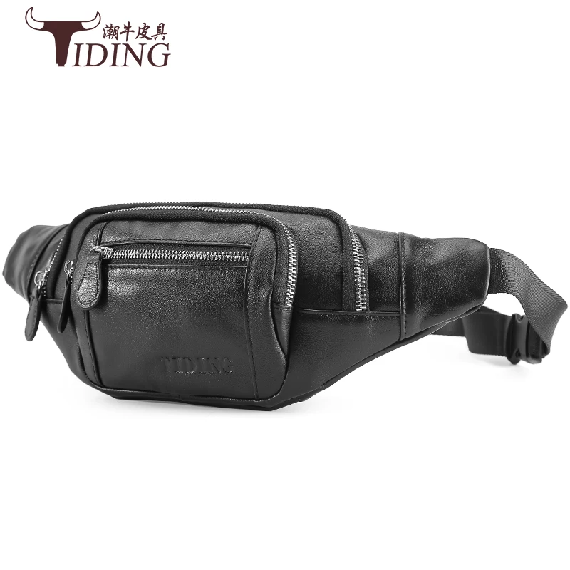 Мужская Дорожная модная нагрудная сумка 2018 Черная мужская деловая Кожаная