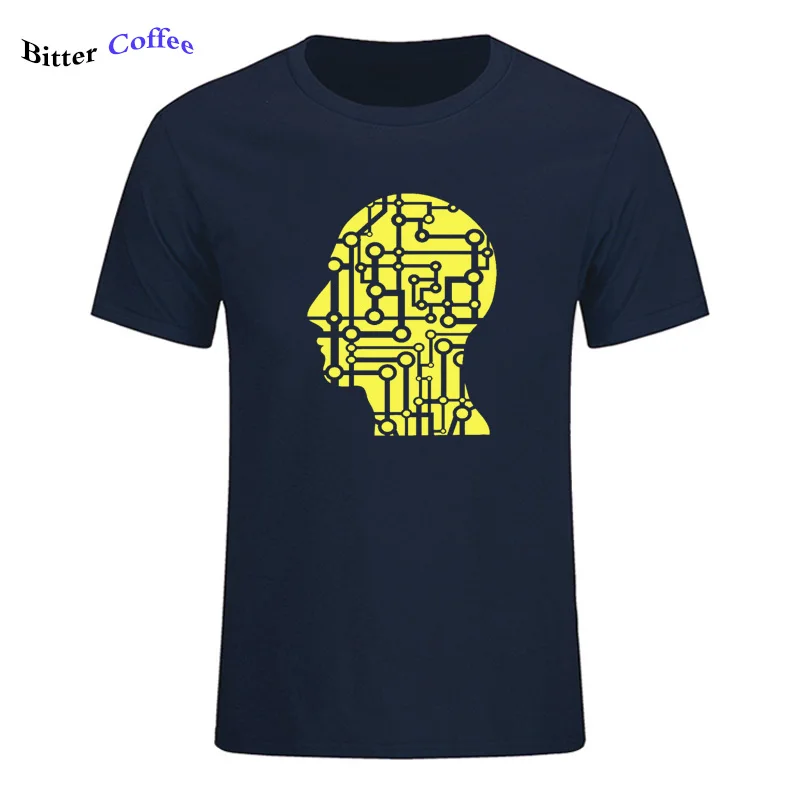 

Summer Cotton Men T-shirts Head Science T Shirts O-Neck Tops Tees Funny Streetwear Brand Clothing Micro Chip Artificial T-shirt