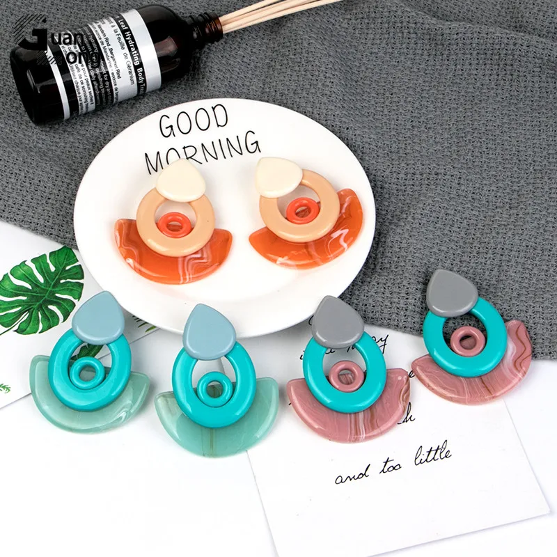 Женские серьги в форме капли воды большие геометрические из акриловой смолы