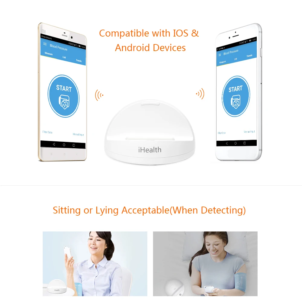IHealth BT4.0 умный верхний монитор артериального давления на руку манжета автоматический электронный сфигмоманометр для Xiaomi iHealth MIJA family