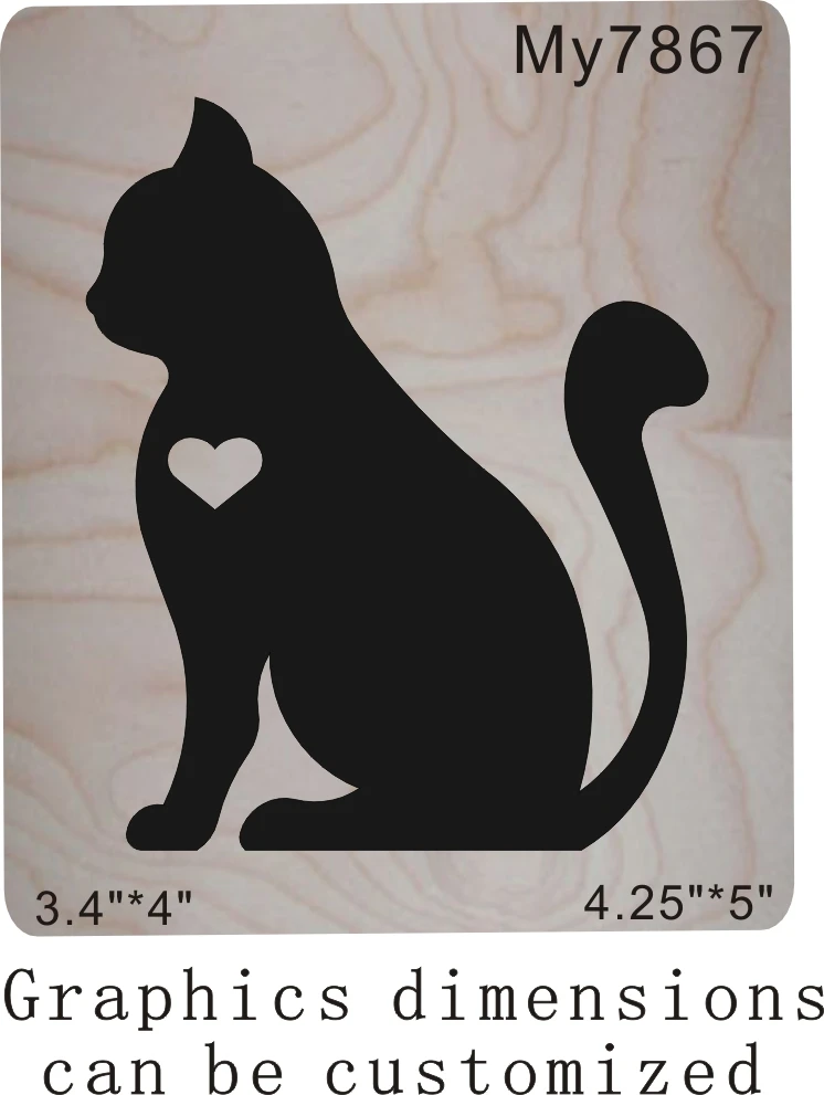 Heart-shaped black cat new wooden mould cutting dies for scrapbooking Thickness-15.8mm
