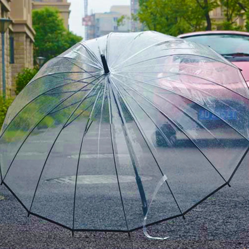 

Thickened, transparent and simplified strengthening umbrella small, fresh, straight handle umbrella creative automatic umbrella