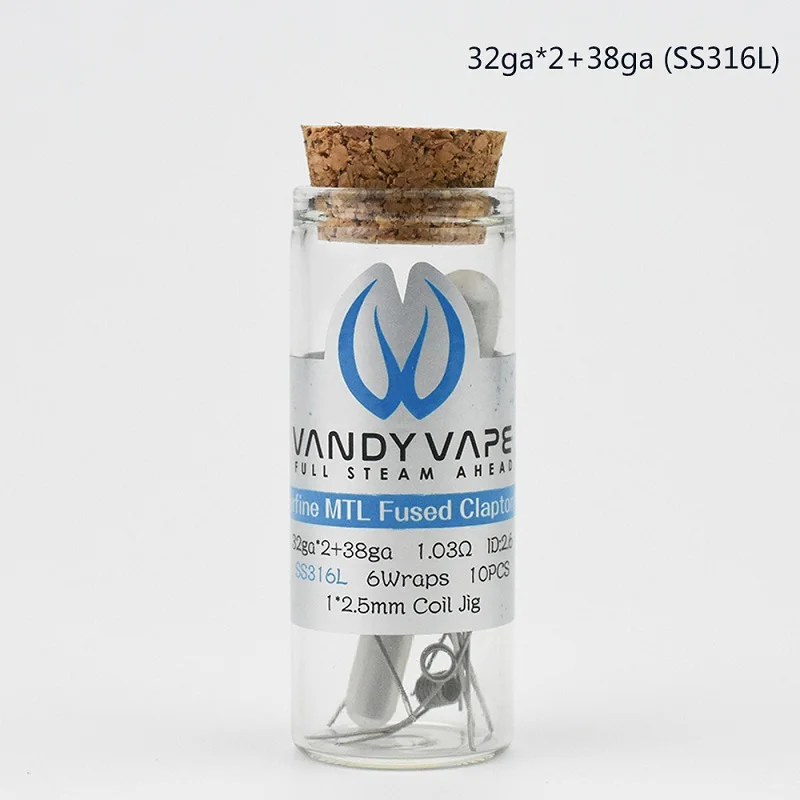 32ga x 2 38ga SS316L 10 шт./20 шт. Vandy vape Сверхтонкий MTL плавленый Clapton Предварительно Построенная катушка KA1 SS316 Ni80 для большинства Vaper RDA RTA Танк Atoziter - Цвет: 32ga x 2 38ga SS316L