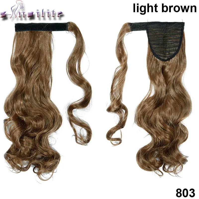 light brown S-noilite 23 дюйма длинные волнистые волосы на заколках в хвосте накладные волосы конский хвост шиньон синтетические волосы обертывание вокруг хвоста пони наращивание волос - Цвет: light brown