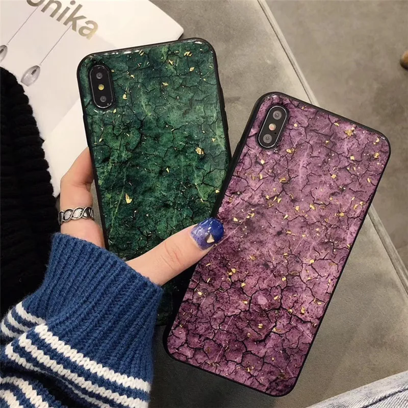 Роскошный Блестящий Мягкий чехол из золотой фольги для iPhone 12 Pro X XR XS MAX мраморный 11