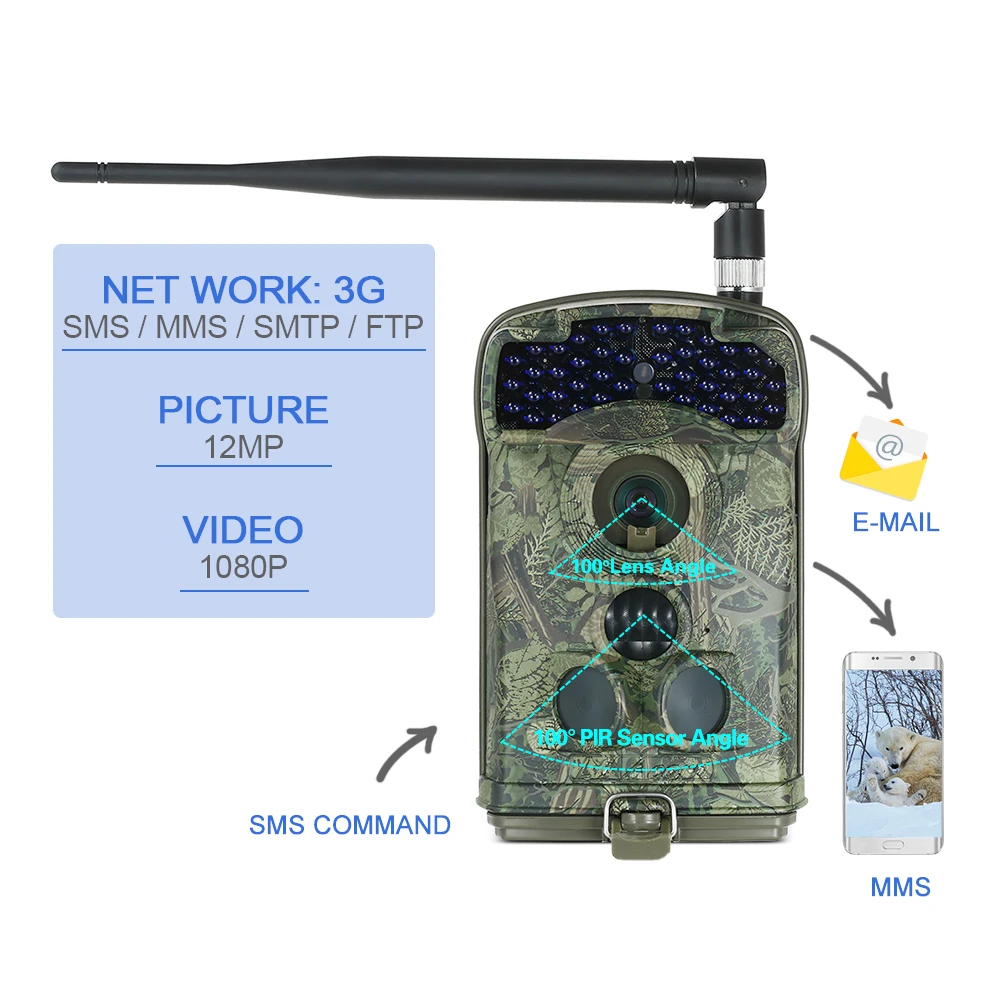 Litu желудь 6310MG 3g охотничья камера фото ловушки GSM MMS GPRS Дикая 12MP 940NM IR Trail