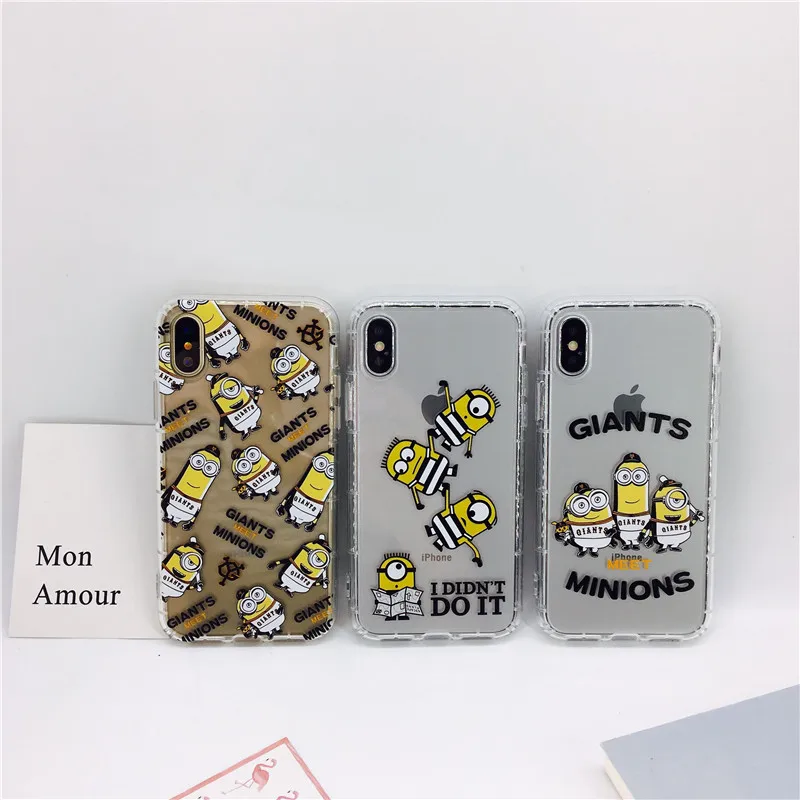 Newest for iPhone X 8 6 6s 7 plus phone cases Cute cartoon Emboss Despible Me 3 Minions soft TPU air-pressure back cover |