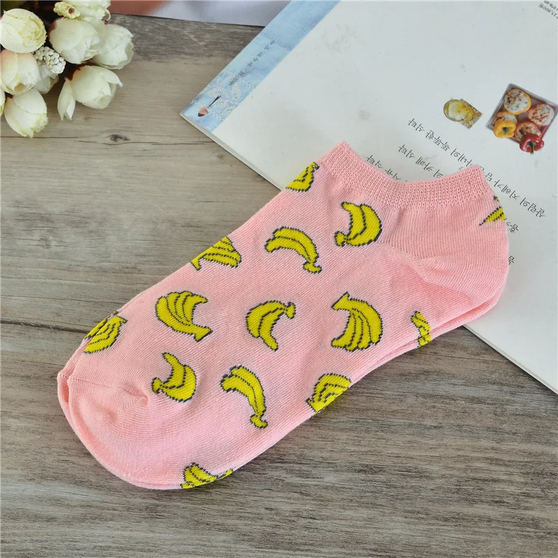 Женские летние хлопковые носки с принтом фруктов в полоску | Женская одежда