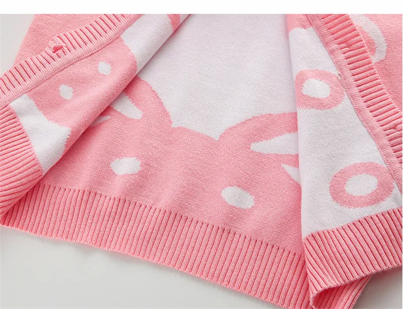 Dulce Amor/осенний детский вязаный кардиган с кроликом из мультфильма; вязаный свитер; г.; топы для девочек; детская повседневная одежда из хлопка; верхняя одежда