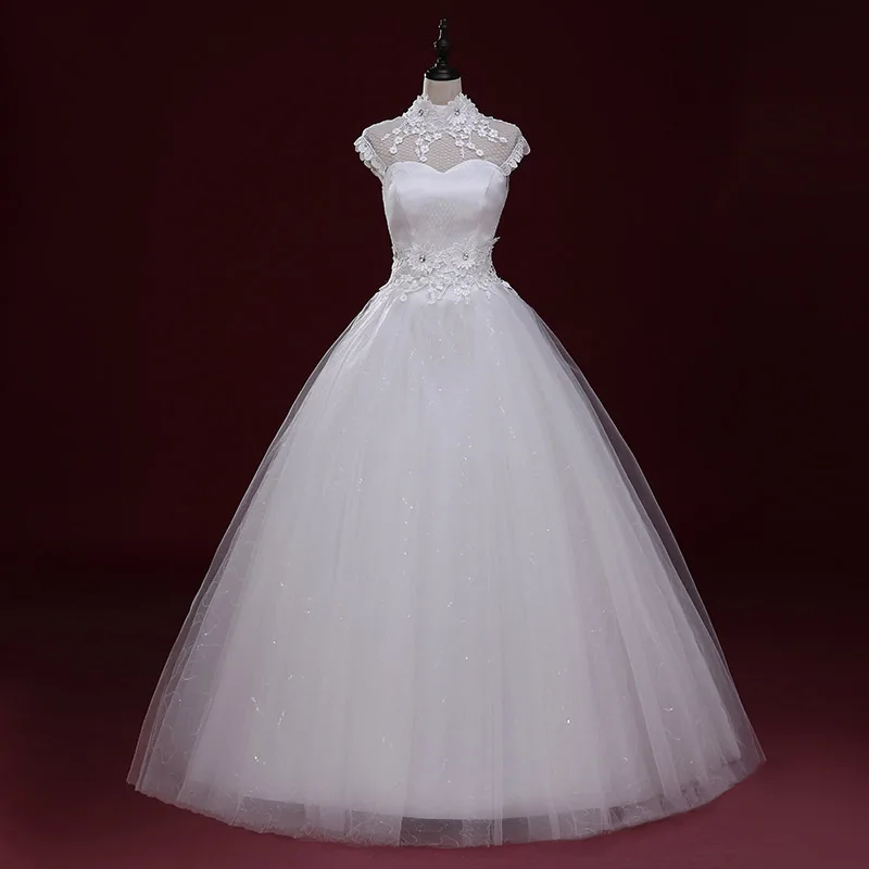 LY17 2019 халат де mariée высокое средства ухода за кожей Шеи кружевные свадебные