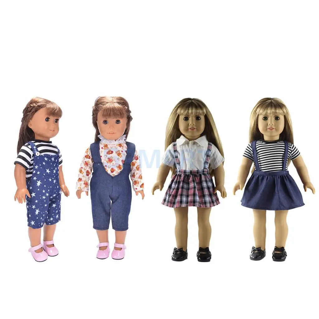 Комплект одежды для кукол комплект из 4 предметов с лямками на плечо штаны и юбка