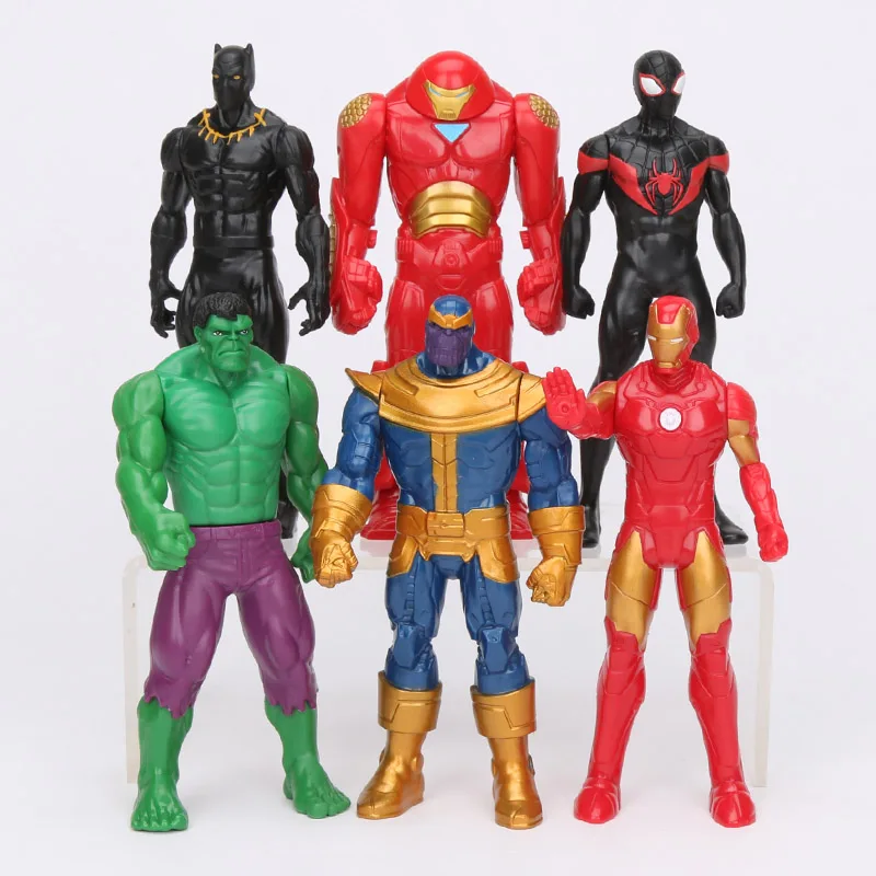 8 шт. игрушки Marvel 15 см Мстители 4 основные персонажи Черный Человек-паук Халк Железный человек Черная пантера ПВХ фигурка Коллекционная модель