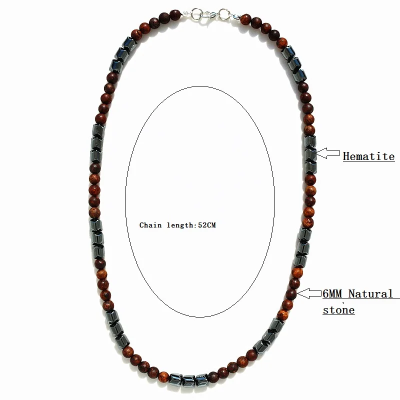 Новый дизайн модное мужское ожерелье из черного гематита и коричневого камня с