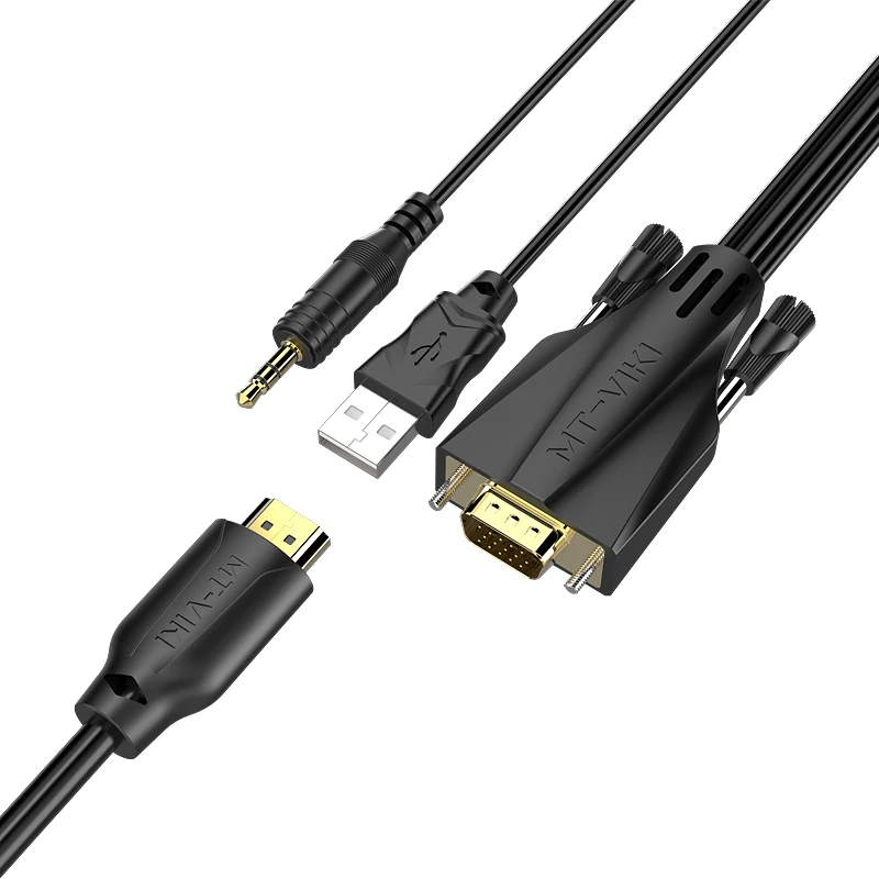 Адаптер для кабеля MT Viki VGA + Audio HDMI USB источник питания 1080P VGA2HDMI конвертер 1 2 м 8 3 5