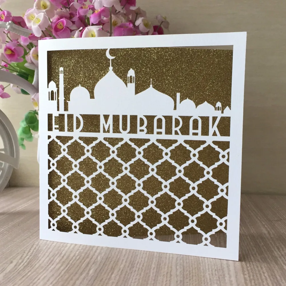 30 шт. Изящные открытые Пригласительные открытки с узором ИД Мубарак поздравление
