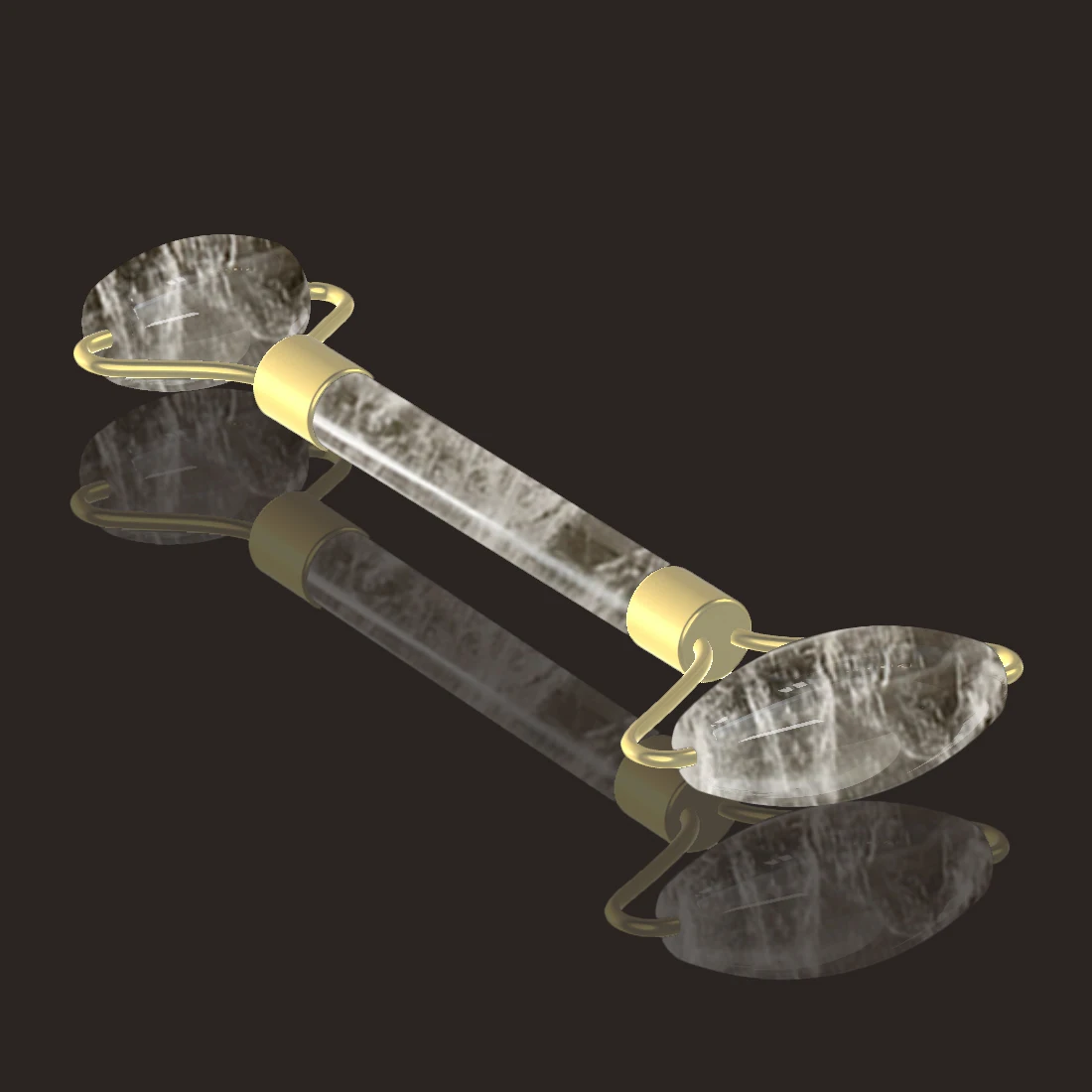 White Crystal RUITONG Jade роликовый массаж лица розового кварца глаз роликовый массаж Аметист ролик натуральный нефрит массаж лица инструмент дропшиппинг - Цвет: White Crystal