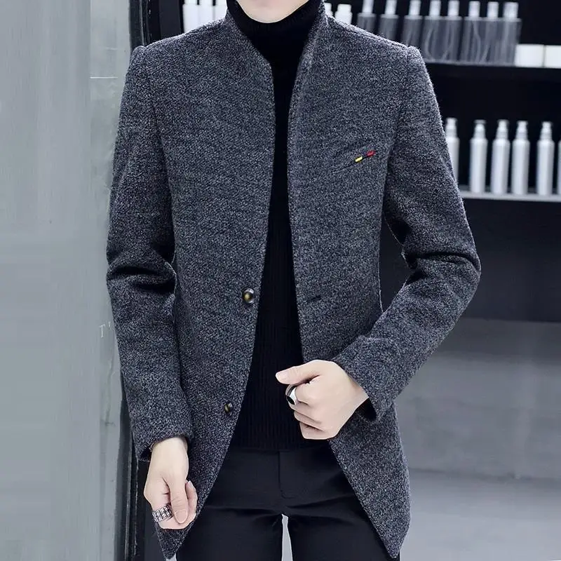 Sobretudo Comprido Palto Casaco Masculino Plaszcz Peacoat Abrigo De Hombre Men Winter Skinny Korean Wool Short Corto Woolen Coat | Мужская