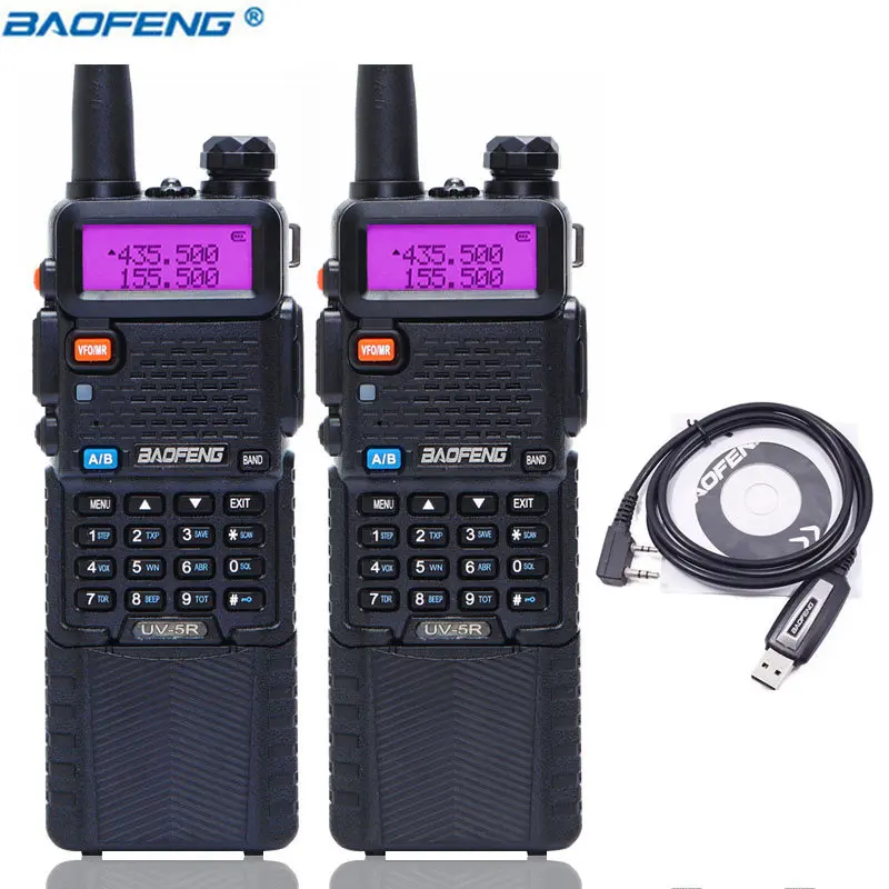 black program cable 2 шт Baofeng UV-5R с 3800 мАч длинной литий-ионной батареей рация Двухдиапазонная VHF+ UHF UV5R Ham двухсторонняя рация+ 2 шт NA-771 антенна - Цвет: black program cable