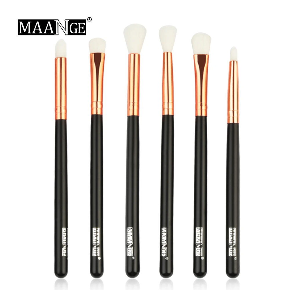 6pcs-a MAANGE Pro 6/8/10 шт./партия кисти для макияжа мягкие синтетические волосы деревянная ручка основа Пудра Тени для век Красота Макияж инструменты Новинка - Handle Color: 6pcs-a