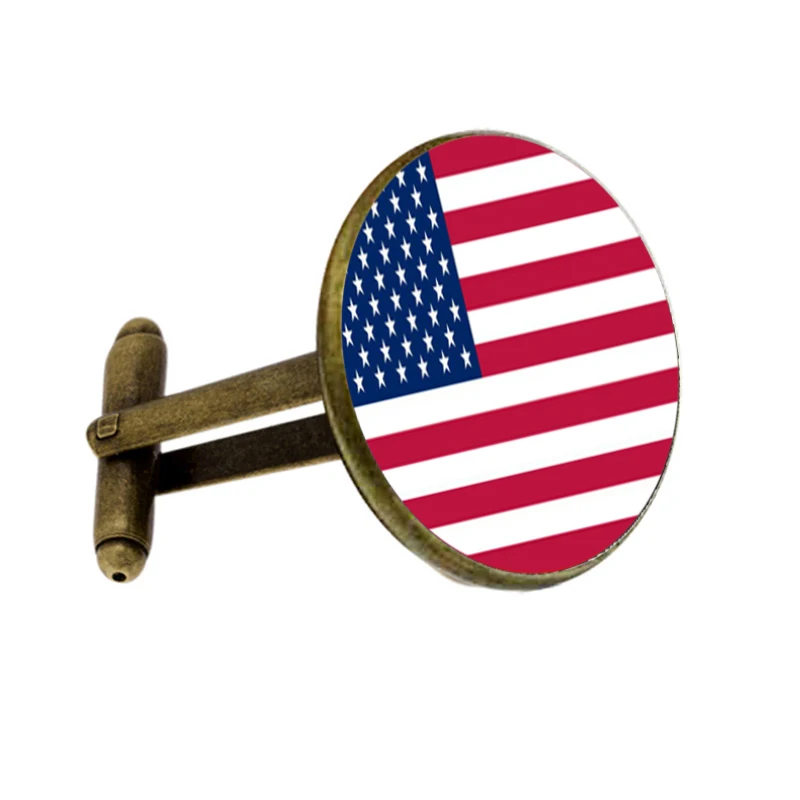 Американские запонки с изображением флага посеребренные флагом США мужские и