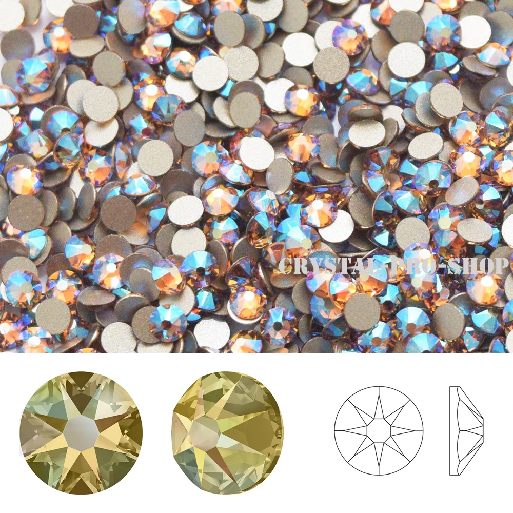 Кристаллические стразы Swarovski Light Colorado Topaz Shimmer (246 shem) (ss5 ss20) с плоской задней