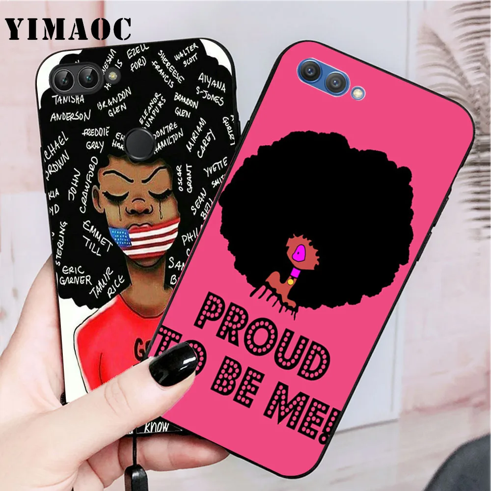 YIMAOC MELANIN POPPIN черный мягкий чехол для девочки huawei Honor Note 10 9 Lite 8C 8X8 7X 7A 3 GB Pro 7C 6A |