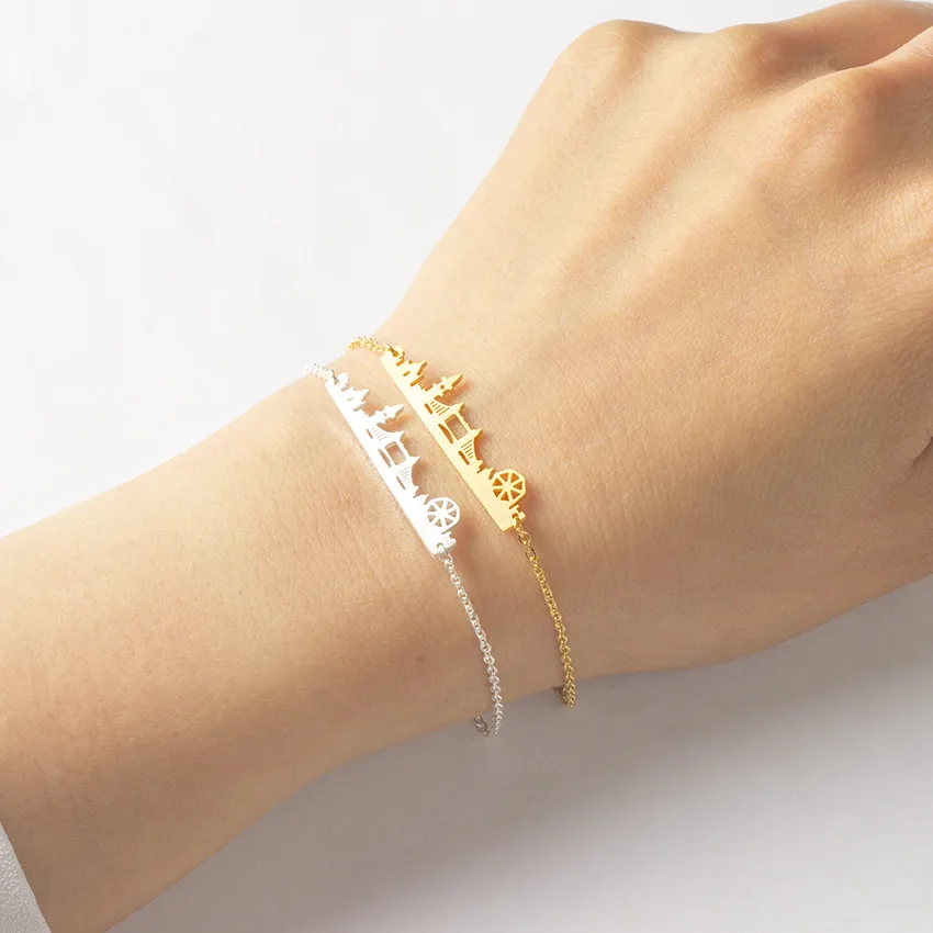 Великолепная сказка Тауэрский мост кулон браслет Англия Длинные Бар Разъем