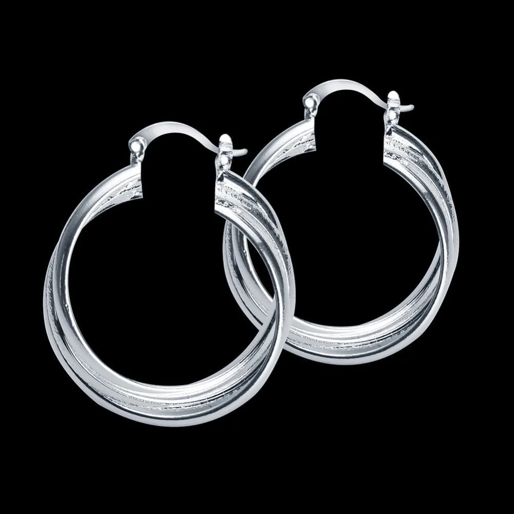 Бесплатная доставка женская Мода Стерлингового Серебра 925 Матовый Круг Серьги