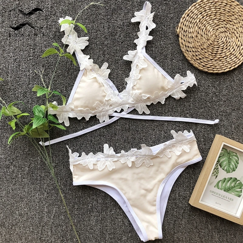 Bikinx Экстрим сексуальное бикини микро Топ треугольники Купальник push up белый