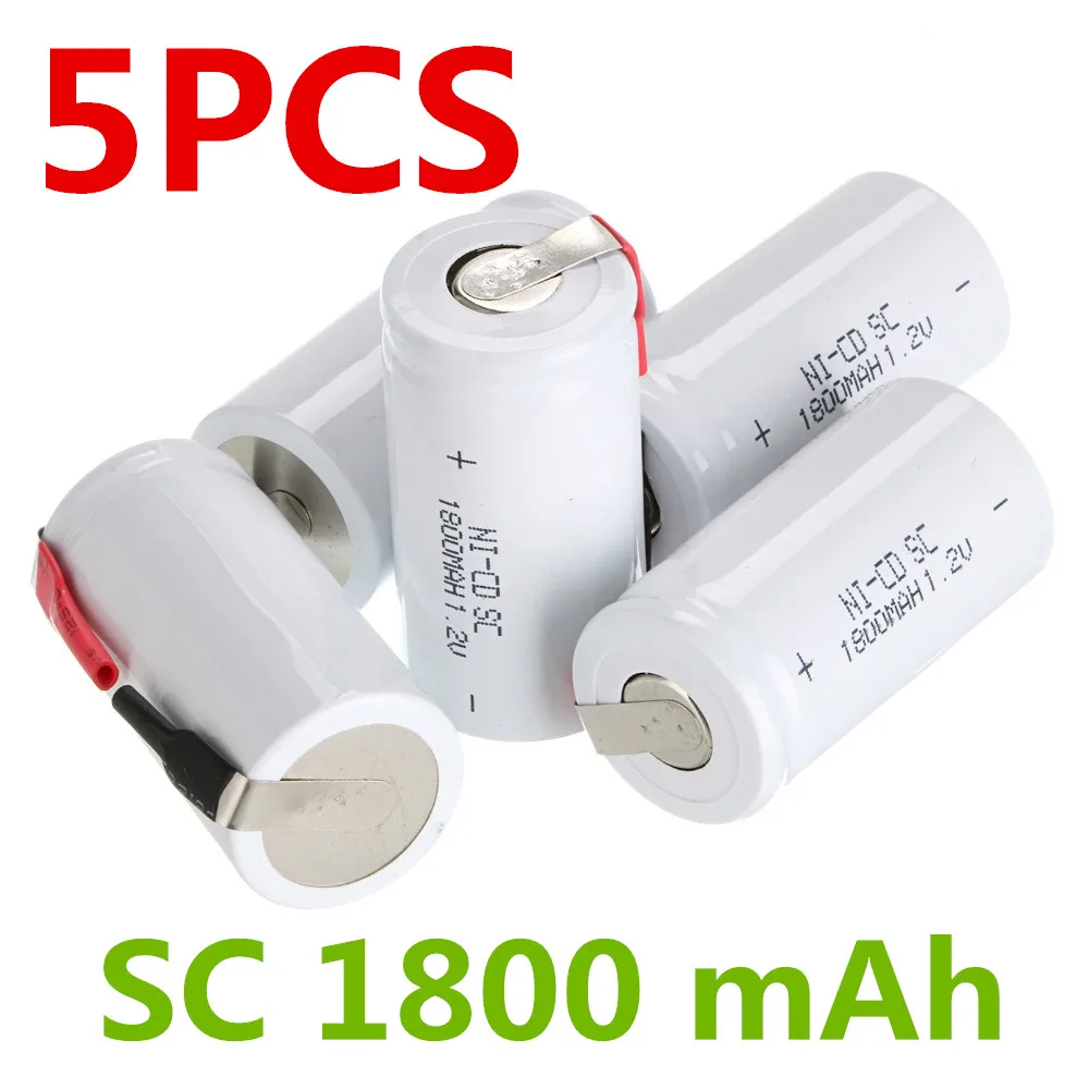 5 шт. subc SC 1.2 В батареи Bateria 1800 мАч 1 2 перезаряжаемый аккумулятор de la NiCd Sub C ni-cd