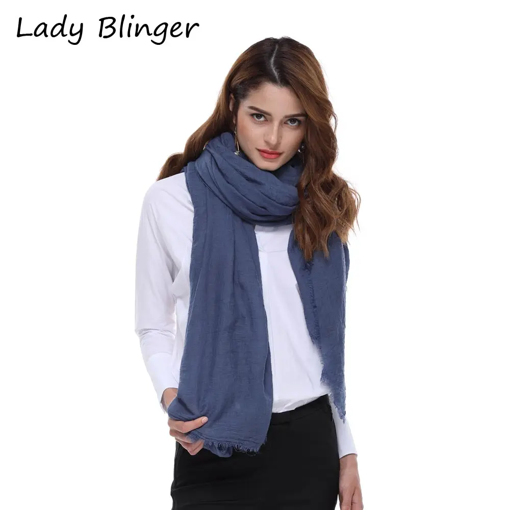 Lady Blinger super soft cotton linen square wraps large big summer air condition shawl and blue scarf beach blanket | Аксессуары для