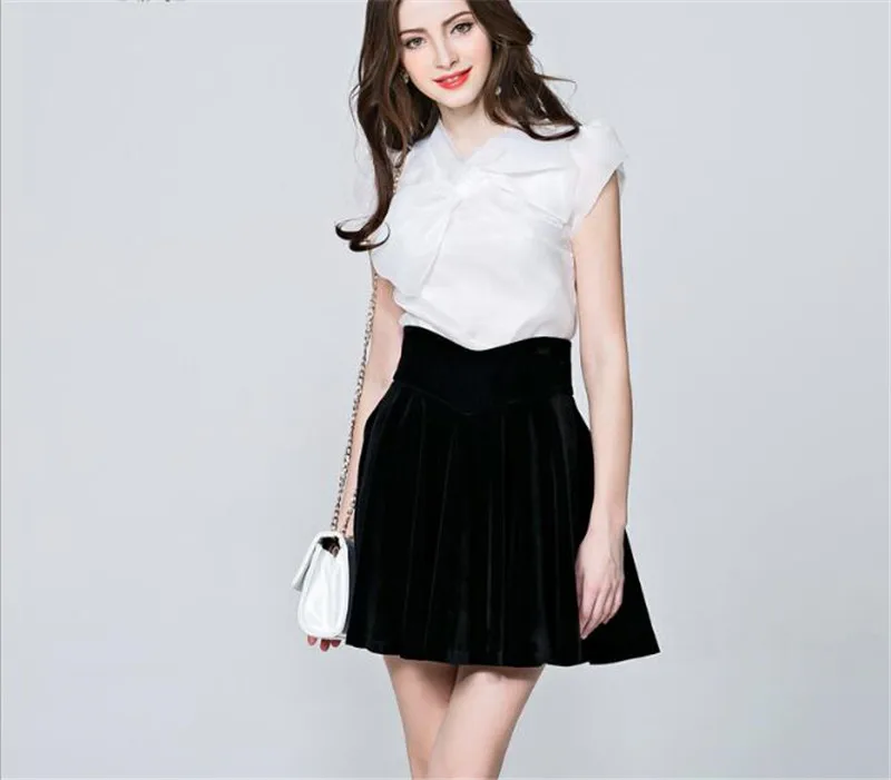 Блузка женская белая черная с коротким рукавом и бантом|shirt big|lolita shirttop elegant |