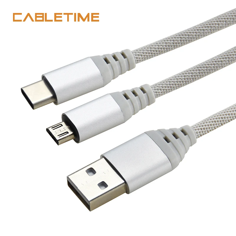 Кабель Micro USB Cabletime 2 в 1 для Samsung кабель типа C Xiaomi 4C Nexus 5X 6P Android Phone N160|Кабели USB| |