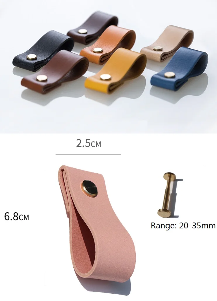 2 шт./лот ручка из натуральной кожи металлическая фурнитура для ящиков