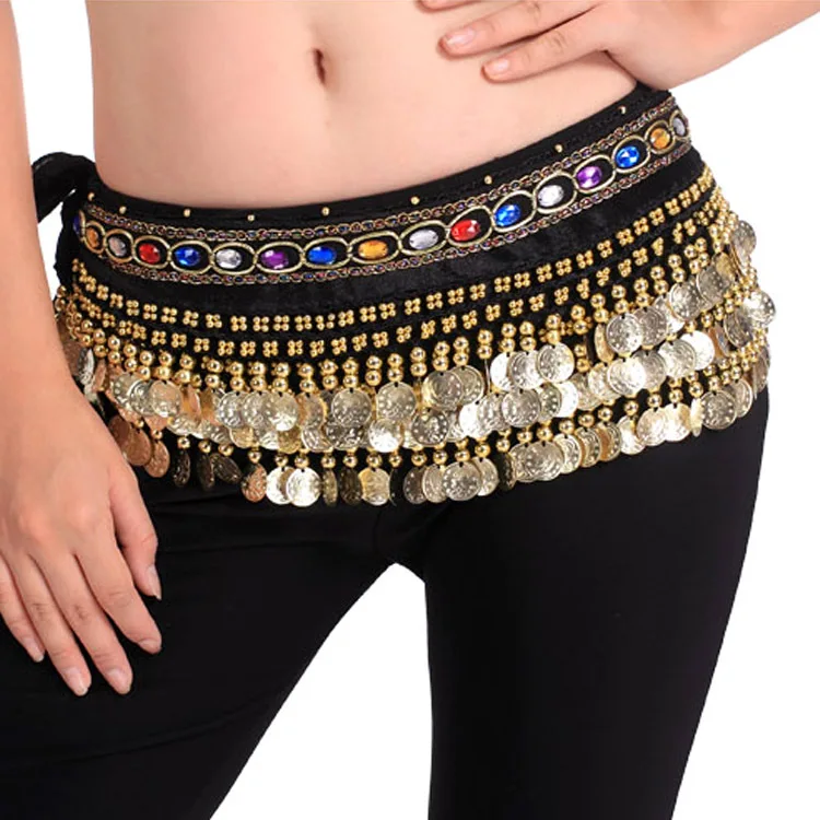 

Colorful Sequin Belly Dance Hips Scarf Velvet 248 Coins 3 Layer Women Belly Dance Costumes Waist Belt Dancing Waist Chain 18