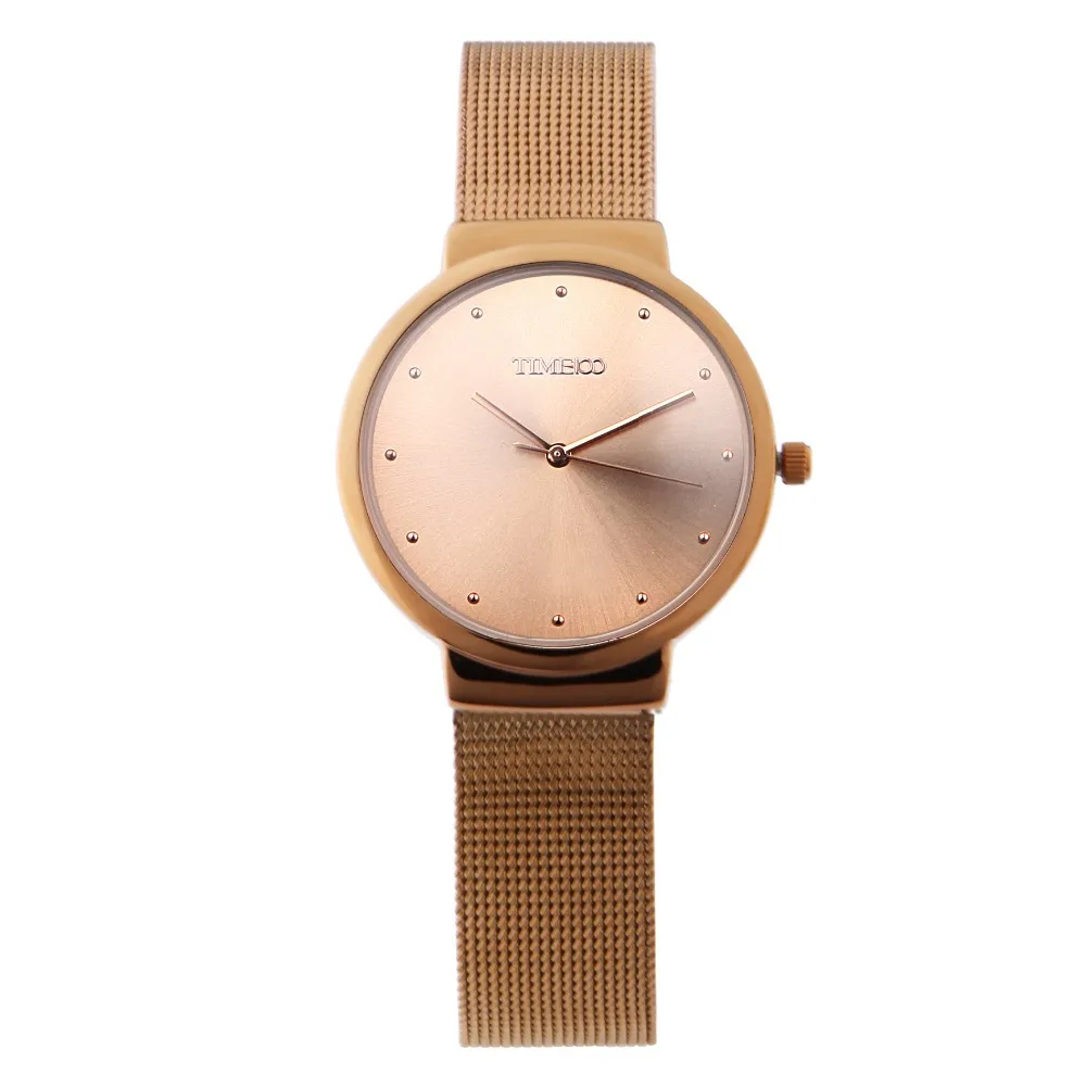 Time100 Женские Кварцевые Часы стрелочный дисплей ультратонкий Чехол Сетка Ремень