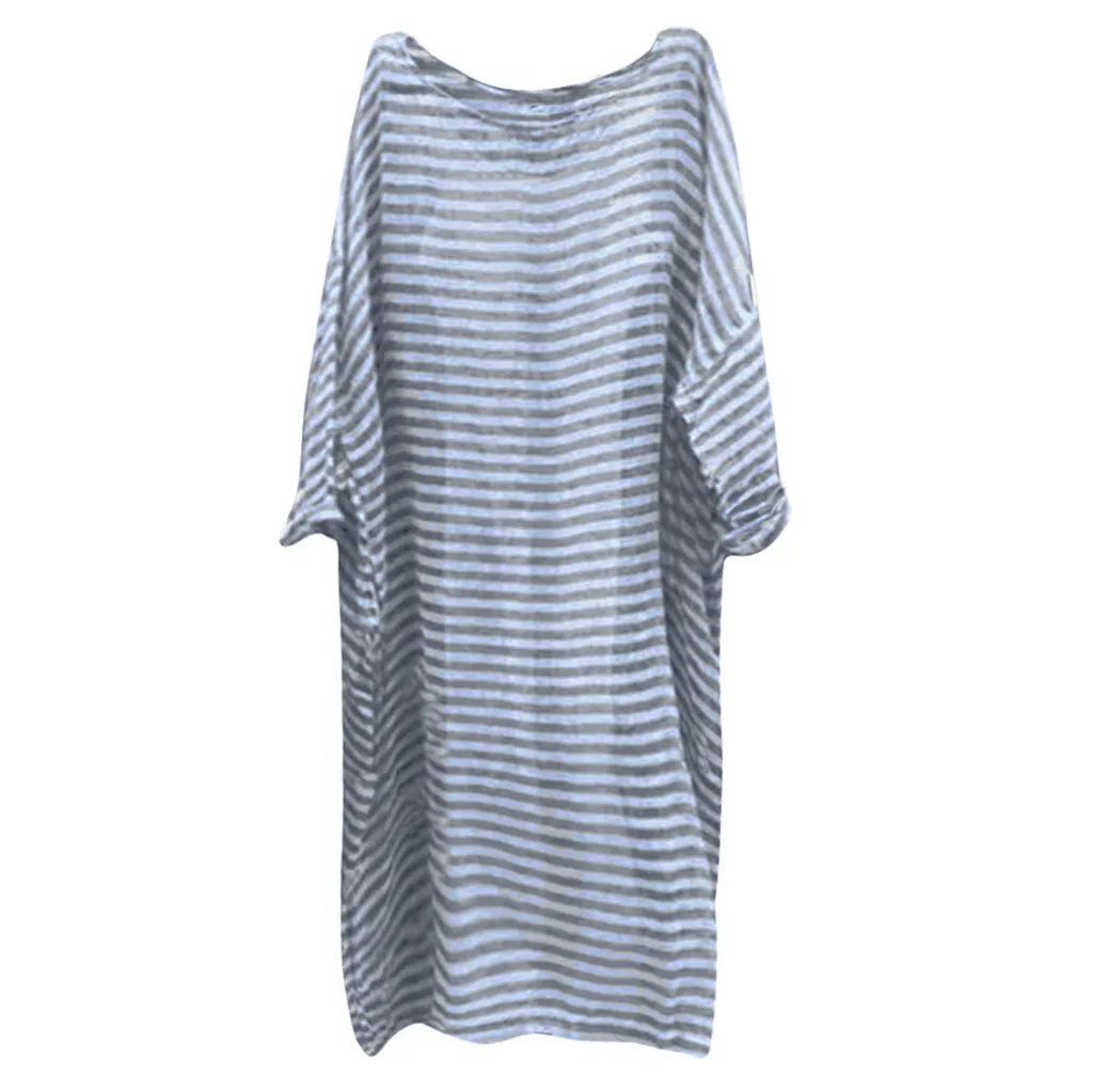 Новинка 2019 женское повседневное льняное свободное платье с рукавами летучая