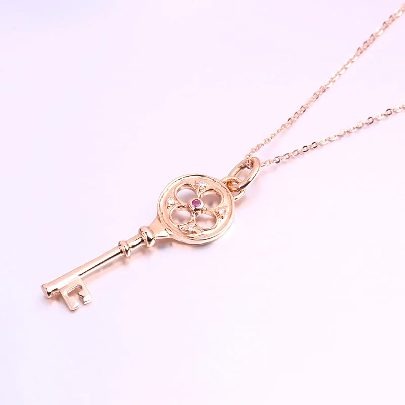 Robira 2017 Hot Sell Fashion Shiny Diamond Key Design Pendants Necklace 18K Rose Gold Ladies`Necklaces Jewelry Birthday Gift | Украшения и