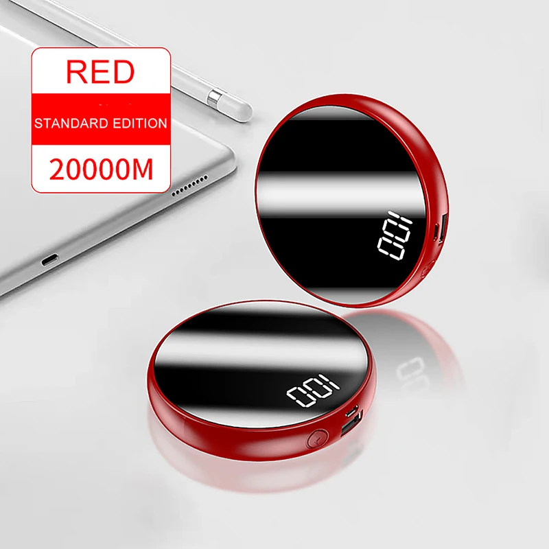 2 Power bank банк питания 10000mAh Портативное зарядное устройство повербанк 10000 мАч зеркало дисплей 2.1A зарядное устройство для Xiaomi Mi 9 8 iPhone портативная зарядка павер банк powerbank - Цвет: 2