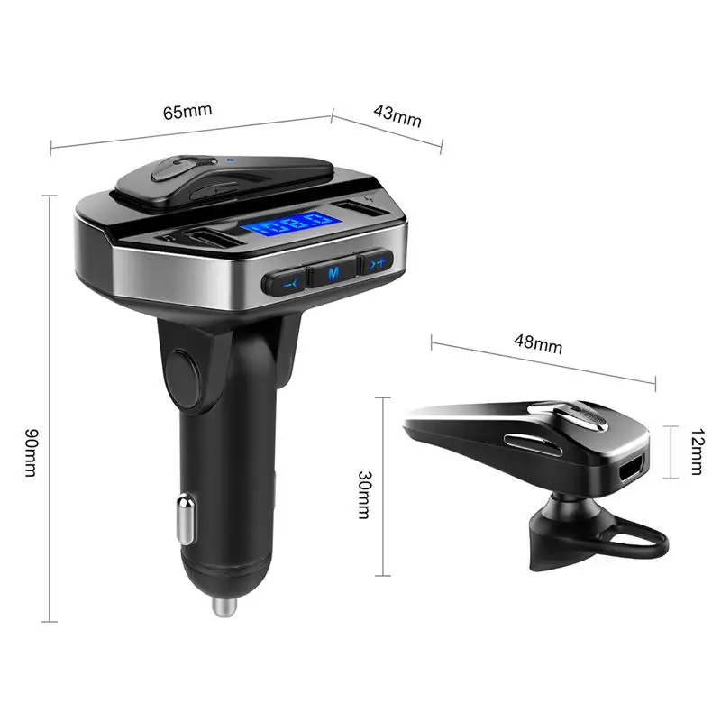 JINSERTA Bluetooth fm-передатчик наушники-вкладыши Автомобильный mp3 плеер fm-модулятор Handsfree Dual USB 3.1A быстрое зарядное устройство для iPhone X