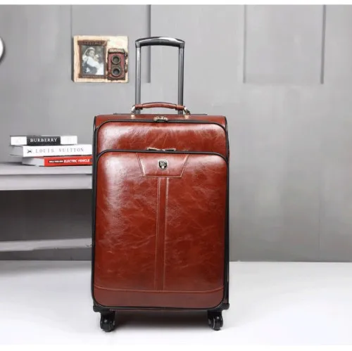brown Travel tale 1" 20" дюймовый кожаный чехол в стиле ретро для путешествий чемодан коричневый посадки чемоданы и дорожные сумки на колесе - Цвет: brown