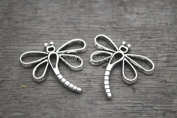 Подвески со стрекозой, Античные тибетские серебряные подвески со стрекозой, 20 шт., Подвески 29x28 мм